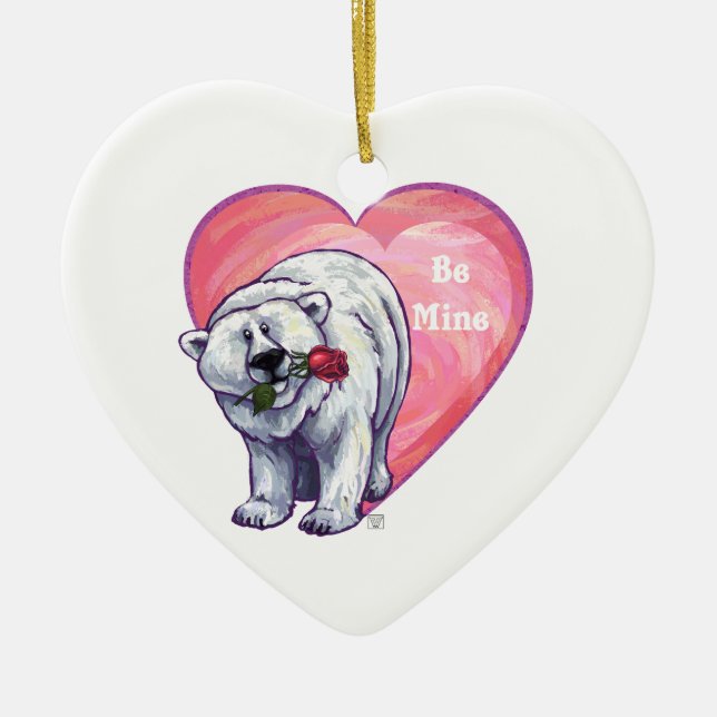Polar Bear Valentindagen Julgransprydnad Keramik (Framsidan)