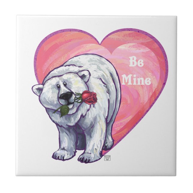 Polar Bear Valentindagen Kakelplatta (Framsidan)