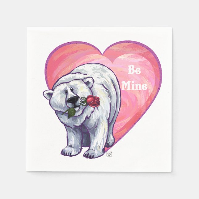 Polar Bear Valentindagen Pappersservett (Framsidan)