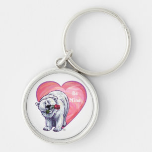 Polar Bear Valentindagen Rund Silverfärgad Nyckelring