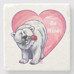Polar Bear Valentindagen Underlägg Sten