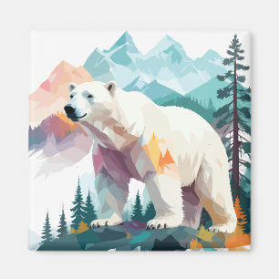 Polar Bear Vector Art Vild av djustermisk natur Magnet
