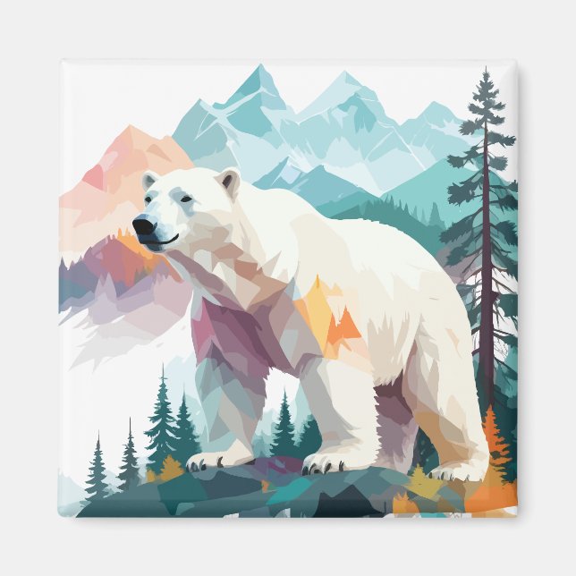 Polar Bear Vector Art Vild av djustermisk natur Magnet (Framsidan)