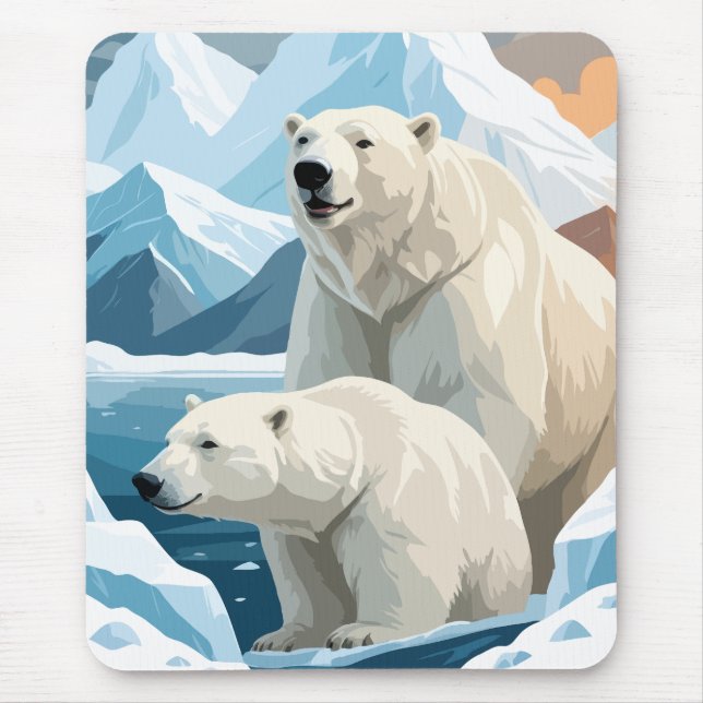 Polar Bear Vector Art Vild av djustermisk natur Musmatta (Framsidan)