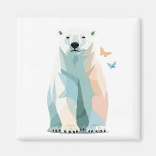 Polar Bear Vector Painting Adsible Roligt Animal A Magnet