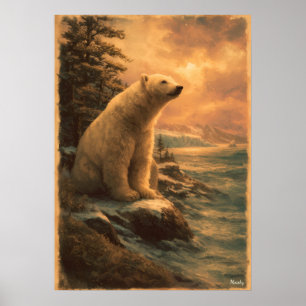 Polar Bear Vintage – Mid-Century Retro Arktisk Vil Poster