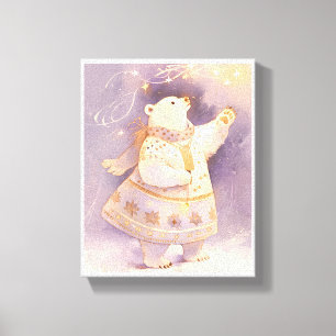 Polar Bear Vintermagi   Whimsical Barnrumskonst Canvastryck