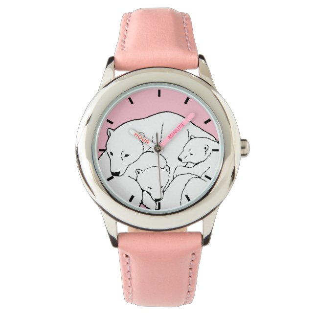 Polar Bear Watch Barn Wildlife Bear Wrist Watch Armbandsur (Framsida)