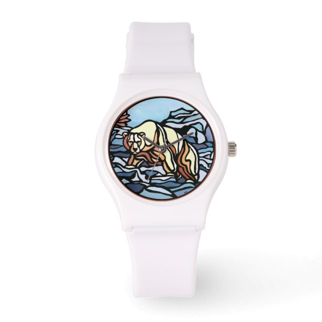 Polar Bear Watch Native Art Bear Wrist Watch Armbandsur (Framsida)