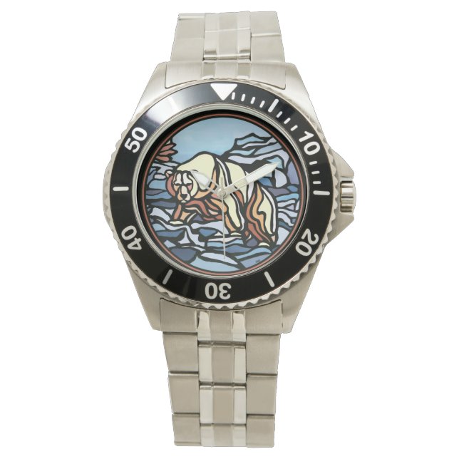 Polar Bear Watch Native Art Bear Wrist Watch Armbandsur (Framsida)