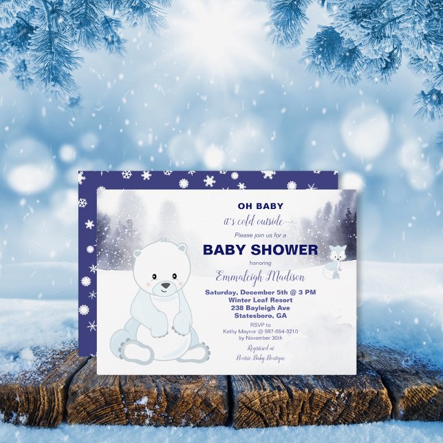 Polar Bear Watercolor Baby Shower (Skapare uppladdad)