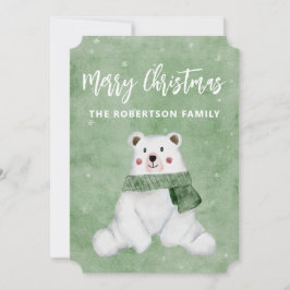 Polar Bear Wear Grönt Scarf God jul Julkort