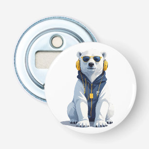 Polar Bear Wearing Hoodie Funny Coola Animal Vecto Flasköppnare