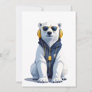 Polar Bear Wearing Hoodie Funny Coola Animal Vecto Inbjudningar
