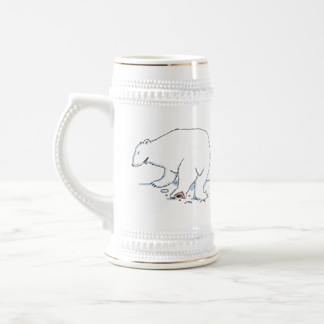 Polar Bear white stein w guld trim Sejdel (Vänster)