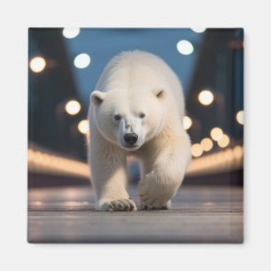 Polar Bear Wildlife Animal on Street Magnet