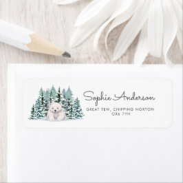 Polar Bear Winter Baby Shower Adress Returadress Etikett