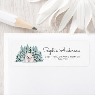 Polar Bear Winter Baby Shower Adress Returadress Etikett