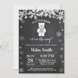 Polar Bear Winter Baby Shower Chalkboard Inbjudningar