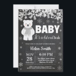 Polar Bear Winter Baby Shower Chalkboard Inbjudningar<br><div class="desc">Inbjudan till polar Bear Winter Baby Shower. Vit snöflummel. Baby dess kall utanför Baby Shower-inbjudan. Bjud in barn eller flicka. Winter Helgdag Baby Shower Inbjudan. Bakgrund för kalkbord. Black and White. Om du vill göra ytterligare anpassningar klickar du på knappen "Anpassa" och användor verktyg som är utformat för att ändra...</div>