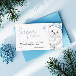 Polar Bear Winter Baby Shower Diaper Raffle Ticket Tilläggskort