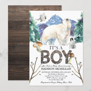 Polar Bear Winter Baby Shower Inbjudningar