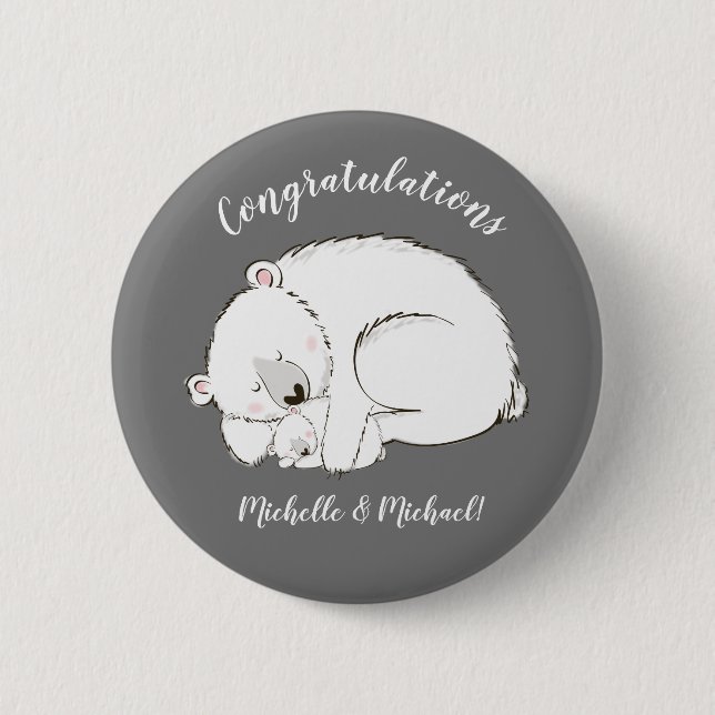 Polar Bear Winter Baby Shower Knapp (Framsida)