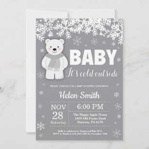 Polar Bear Winter Baby Shower Snowflake-inbjudan Inbjudningar