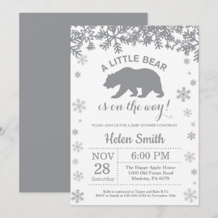 Polar Bear Winter Baby Shower Snowflake-inbjudan Inbjudningar