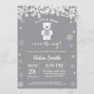 Polar Bear Winter Baby Shower Snowflake-inbjudan Inbjudningar
