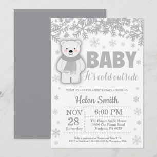 Polar Bear Winter Baby Shower Snowflake-inbjudan Inbjudningar