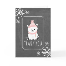 Polar Bear Winter Baby Shower Tack Rosa