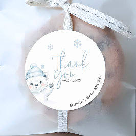 Polar Bear Winter Baby Shower Thank You Runt Klistermärke