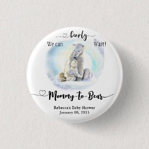 Polar Bear Winter Barly Wait Baby Shower Mamma til Knapp