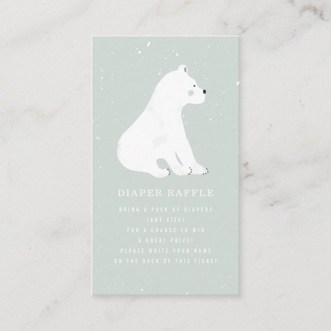 Polar Bear Winter Blue Baby Shower Raffle Tilläggskort (Framsida)
