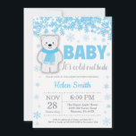 Polar Bear Winter Blue Boy Shower Snowflake Inbjudningar<br><div class="desc">Polar Bear Winter Blue Boy Shower Snowflake-inbjudan. Baby dess kall utanför Baby Shower-inbjudan. Blue Snowflake. Bjud in barn eller flicka. Winter Helgdag Baby Shower Inbjudan. Vit bakgrund. Om du vill göra ytterligare anpassningar klickar du på knappen "Anpassa" och användor verktyg som är utformat för att ändra mallen.</div>