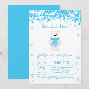 Polar Bear Winter Boy Birthday-inbjudan Inbjudningar