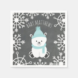 Polar Bear Winter Boy Shower Napkins Pappersservett