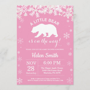 Polar Bear Winter Girl Baby Shower Snowflake Inbjudningar