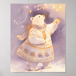 Polar Bear Winter Magic | Whimsical Nursery Art  Poster