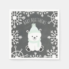 Polar Bear Winter Neutralt Baby Shower Napkins Pappersservett