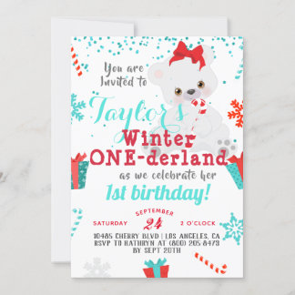 Polar Bear Winter One-derland Birthday-inbjudan Inbjudningar