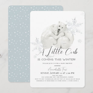 Polar Bear Winter Snowflake Blue Boy Shower Inbjudningar