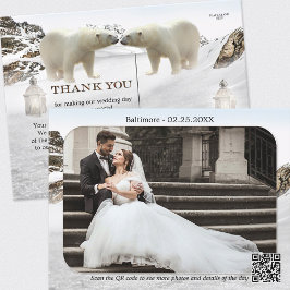 Polar Bear Winter Wedding Photo Tack Postcard Vykort