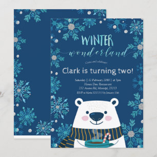 Polar Bear Winter wonderland Birthday Call Inbjudningar