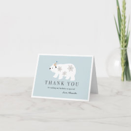 Polar Bear Winter Wonderland Blue Birthday Tack Kort