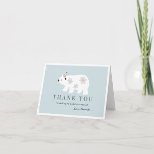 Polar Bear Winter Wonderland Blue Birthday Tack Kort