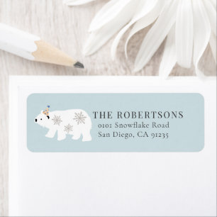 Polar Bear Winter Wonderland Blue Returadress Etikett