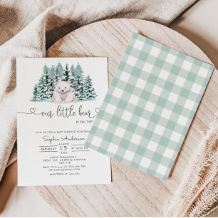 Polar Bear Winter Woodland Minimalist Baby Shower Inbjudningar