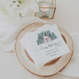 Polar Bear Winter Woodland Minimalist Baby Shower Pappersservett